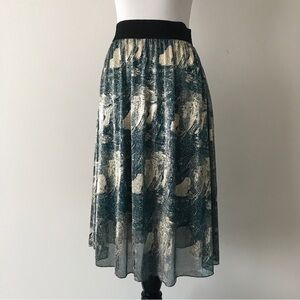 NWT LuLaRoe Lola Skirt XS Elegant Collection Dark Teal & Gold Royal Chiffon NEW